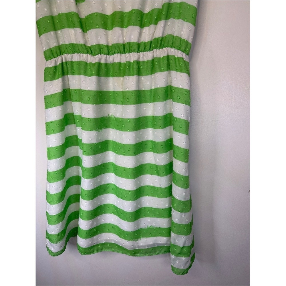 Lilly Pulitzer‎ Green and White Striped Ruffle Sleeve Mini Dress - Picture 3 of 6